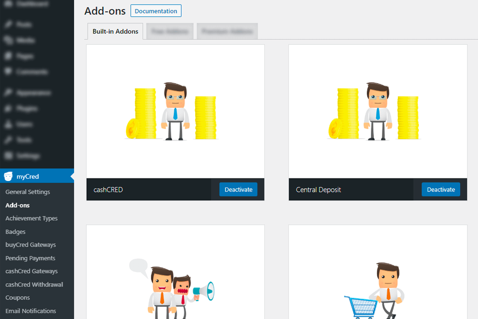 mycred loyalty program software interface