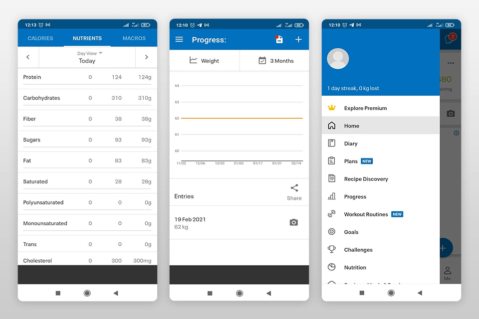 myfitnesspal health app for android interface