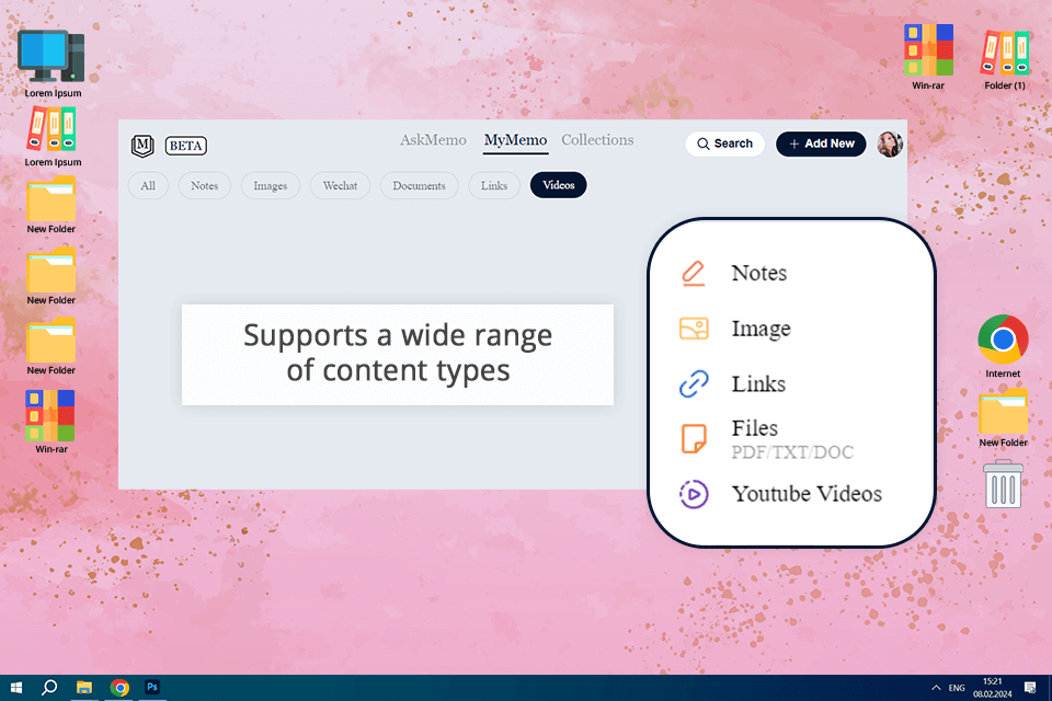 mymemo ai supported content types