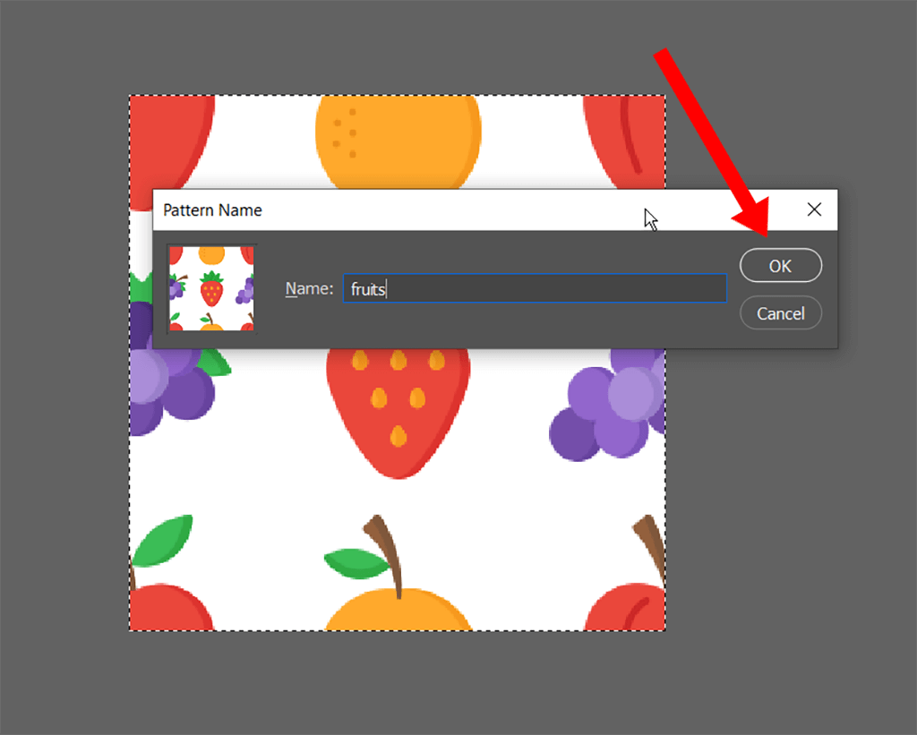 name the pattern to make it in photoshop