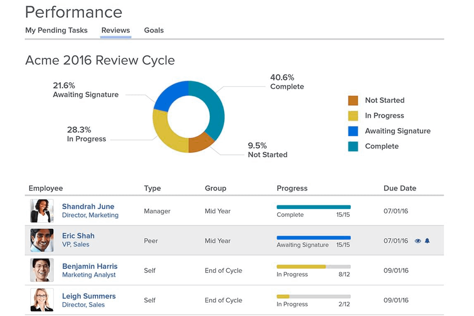 namely performance management software interface