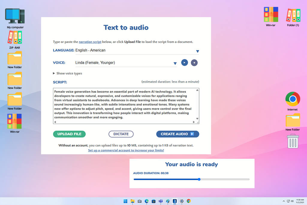 narakeet ai female voice generator