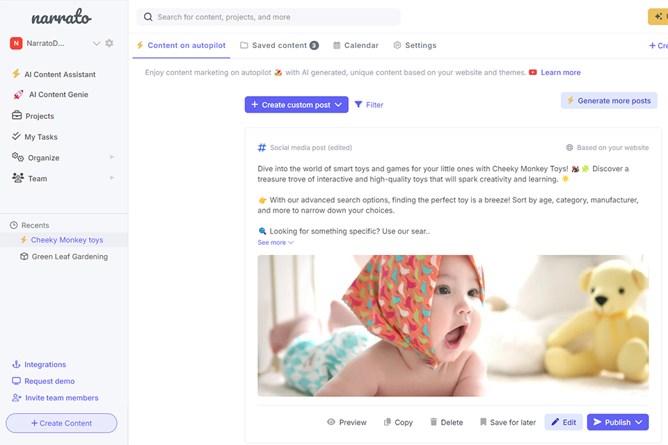 narrato social media management tool