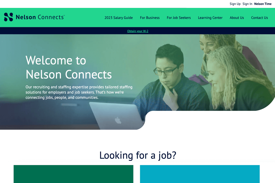 nelson connects recruiting company interface