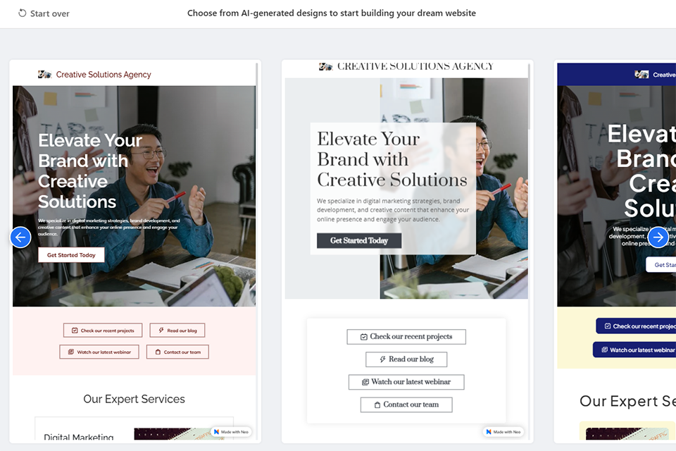 neo website builder for photographers