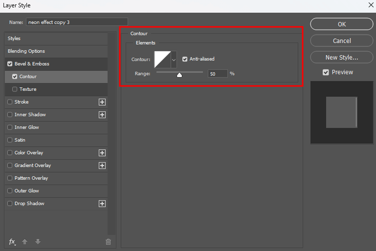 neon effect in photoshop contour