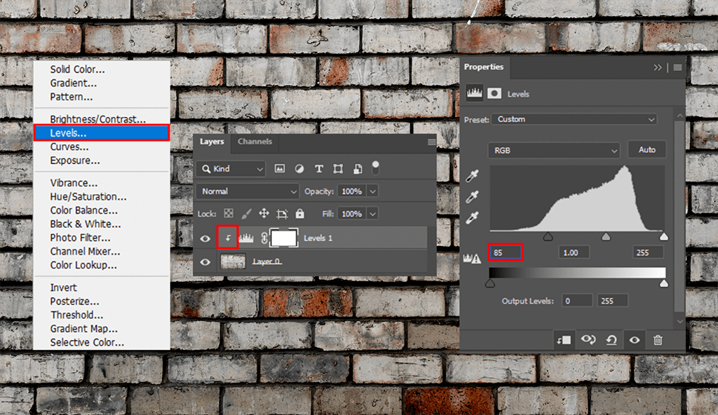neon effect in photoshop levels
