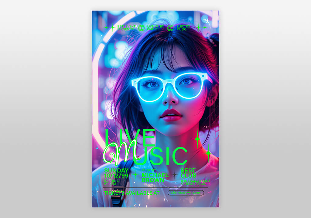 neon effect in photoshop poster