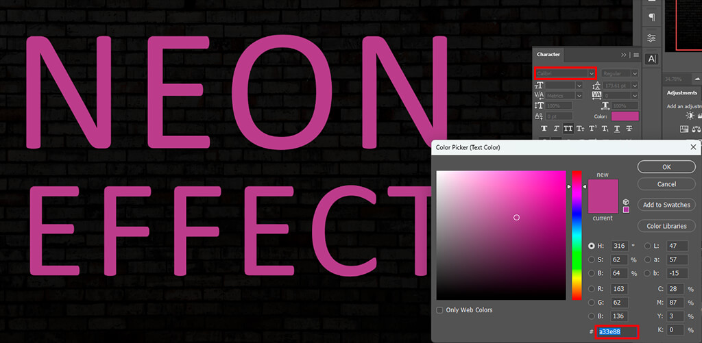 neon effect in photoshop text color