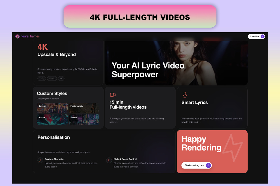 neuralframes lyrics video maker app