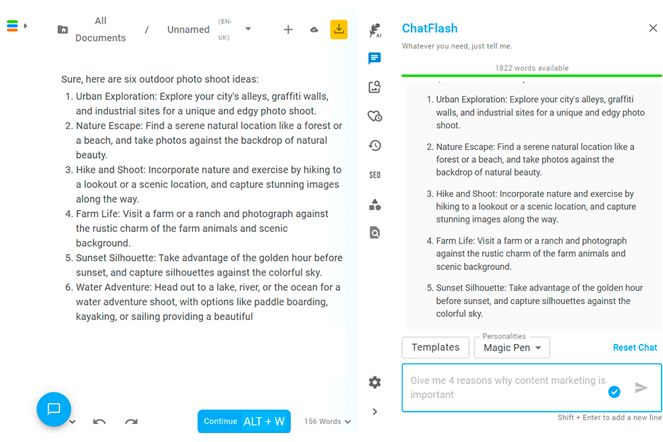 neuroflash generative ai tool interface