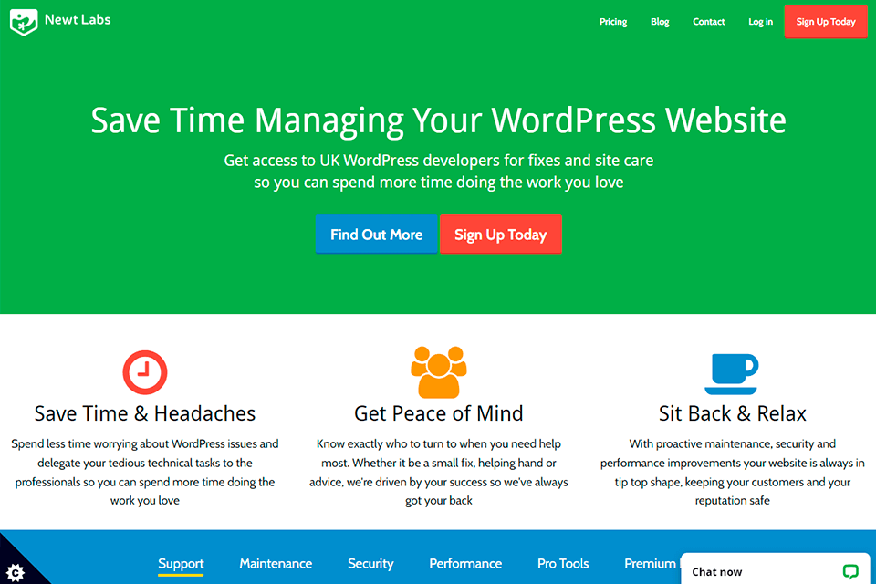 newt labs website maintenance service interface