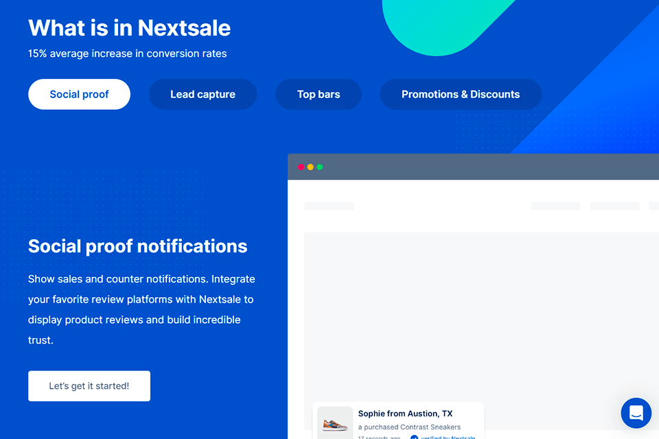 nextsale email capture tool interface