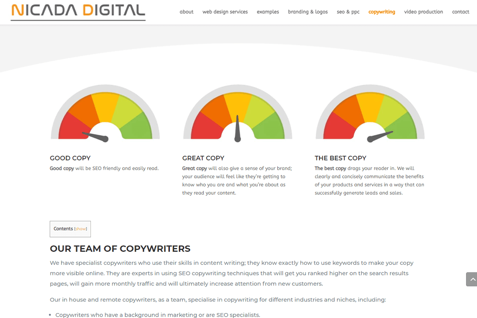 nicada review copywriting