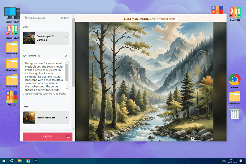 nightcafe ai album cover generator