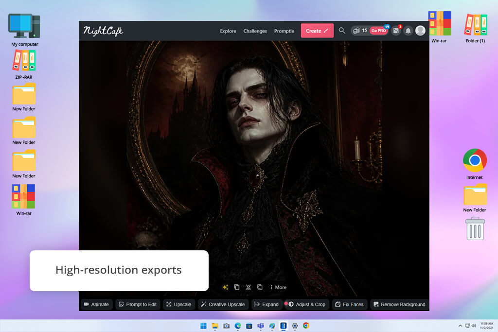 nightcafe interface