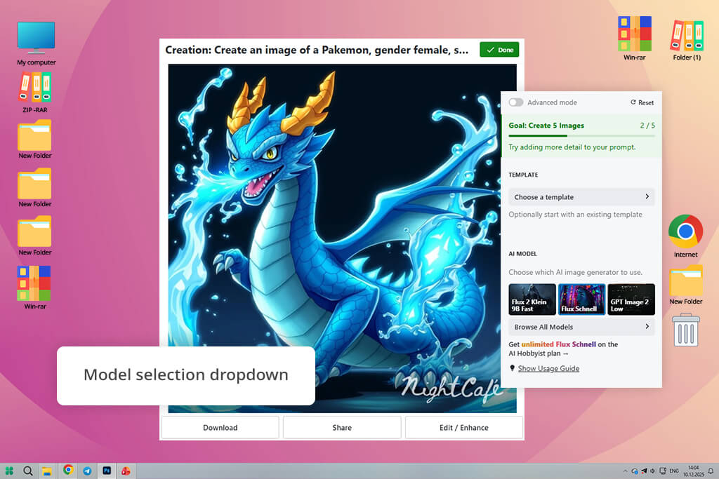 nightcafe free pokemon ai generator