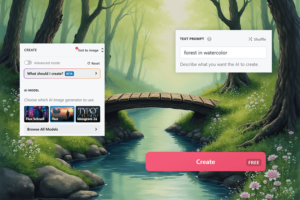 nightcafe user interface