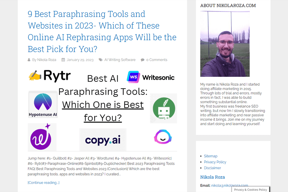 nikola roza digital marketing blog interface