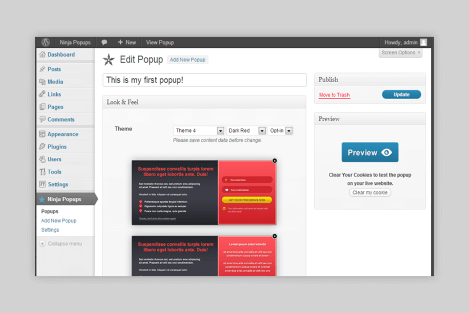 ninja popup builder for wordpress