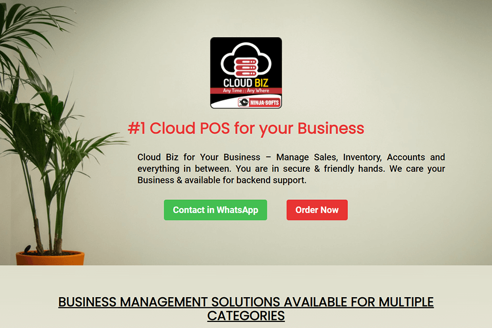 ninja softs cloudbiz interface