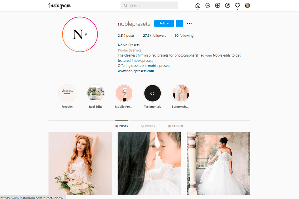 النبيلة المسبقة instagram