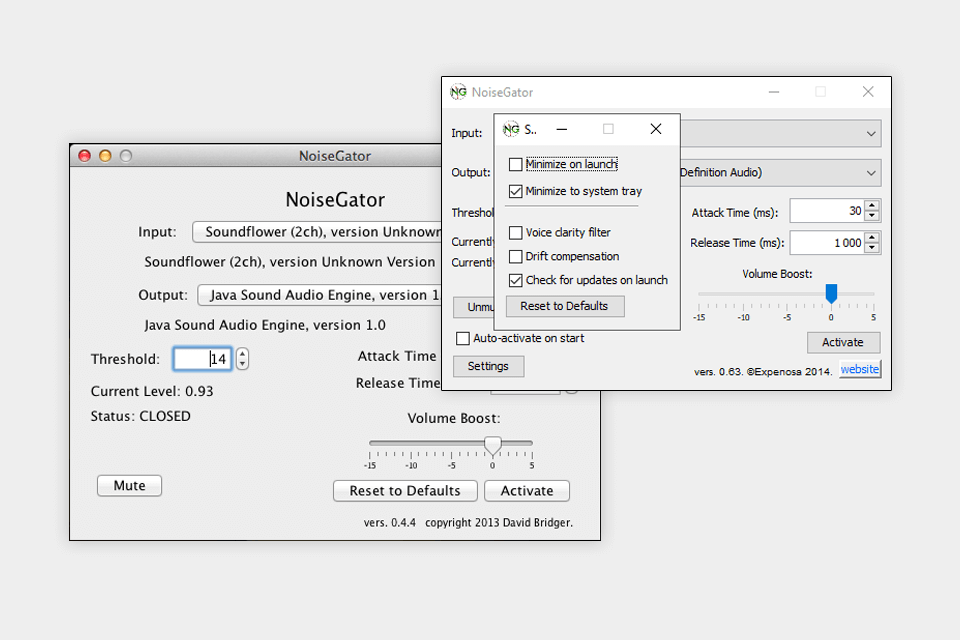 noise gate noise cancelling software interface