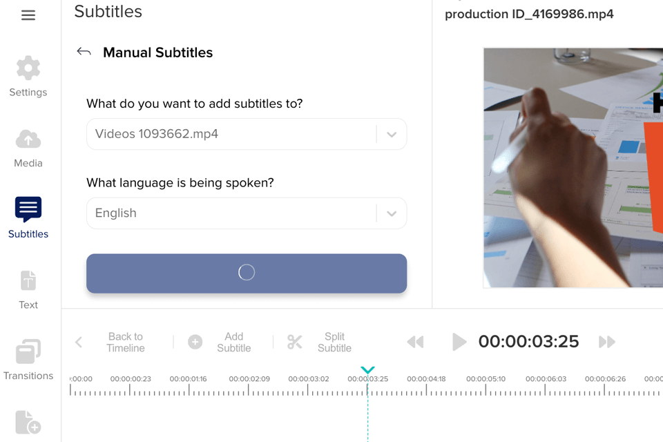 nova ai automatic subtitle generator tool interface