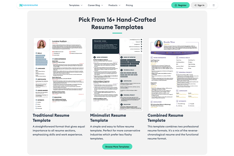 novoresume ai resume builder