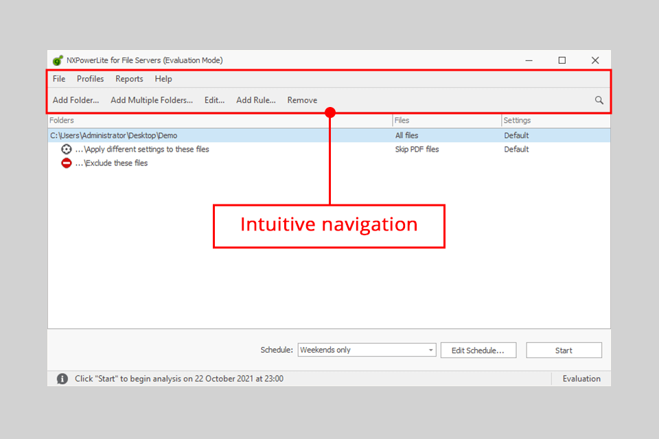 nxpowerlite for file servers navigation