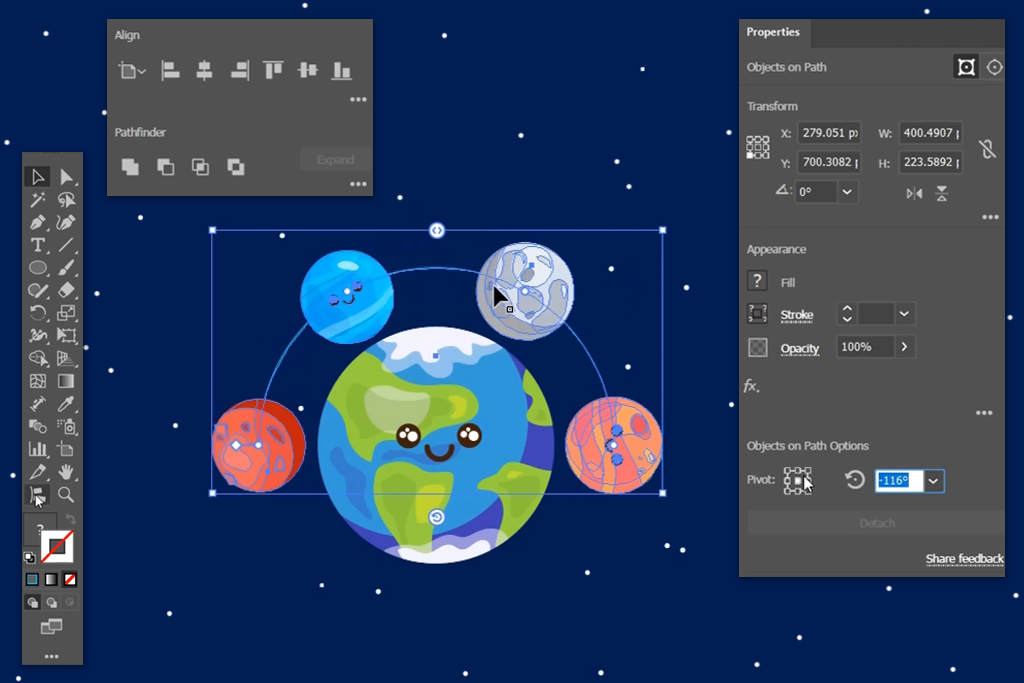 objects on path in adobe illustrator
