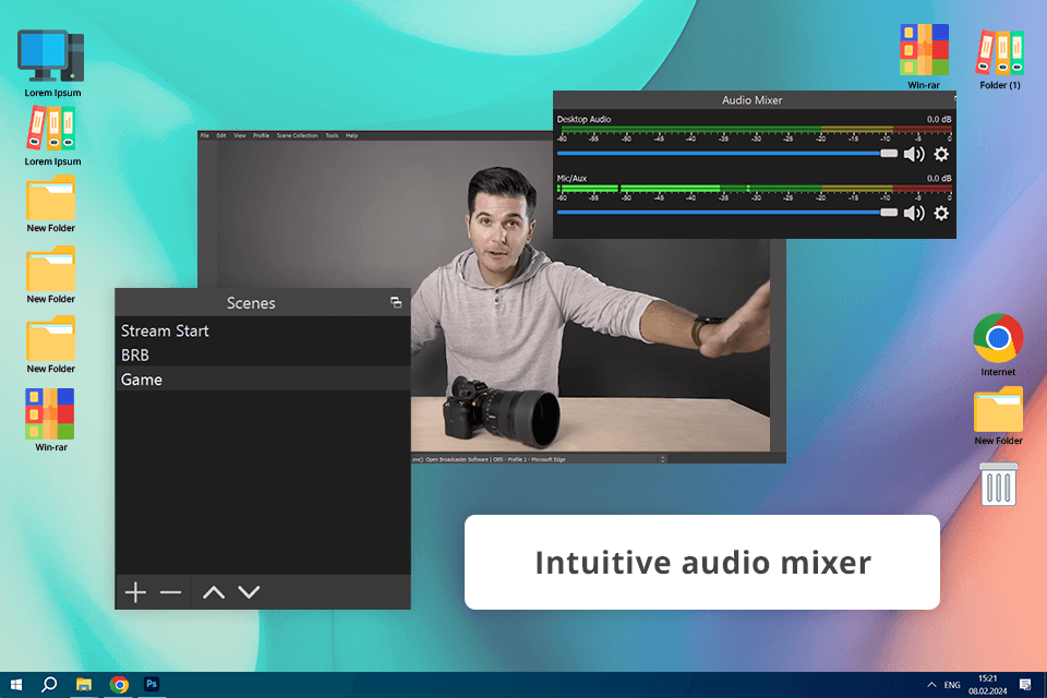 obs studio program to record webcam interface