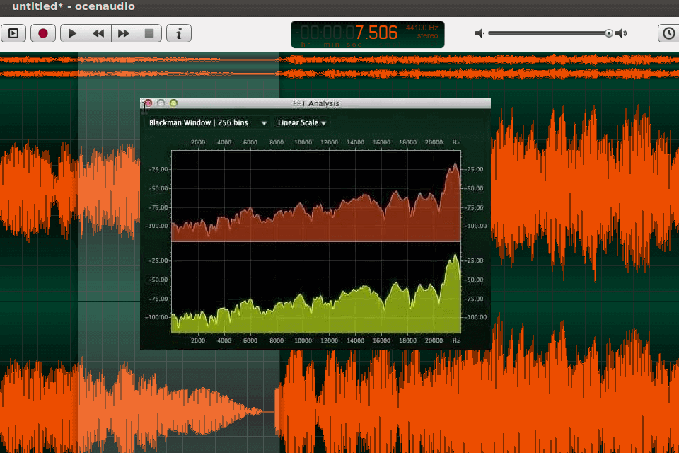 ocenaudio  linux audio editor interface