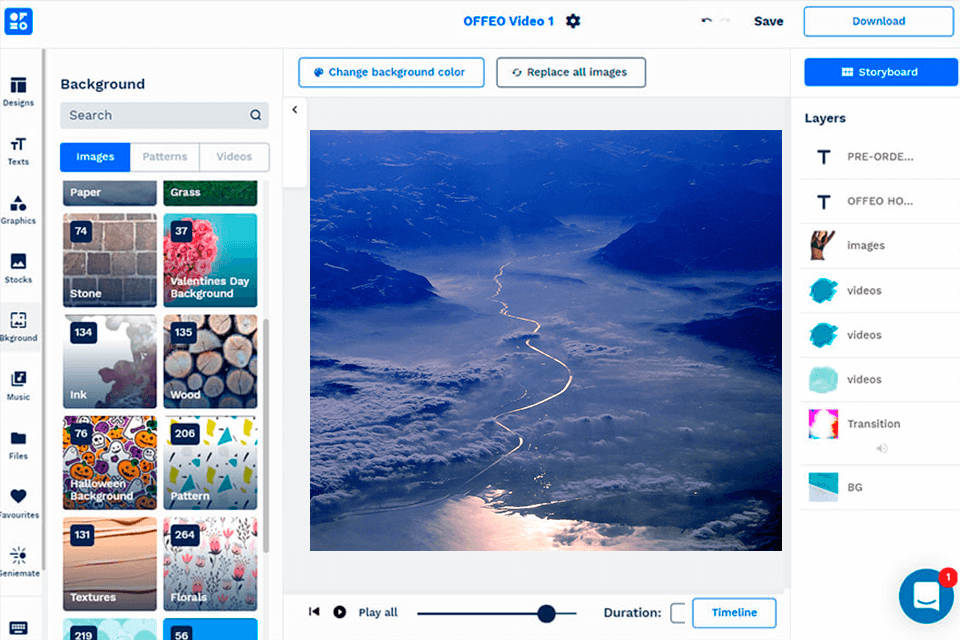 offeo free promo video maker interface
