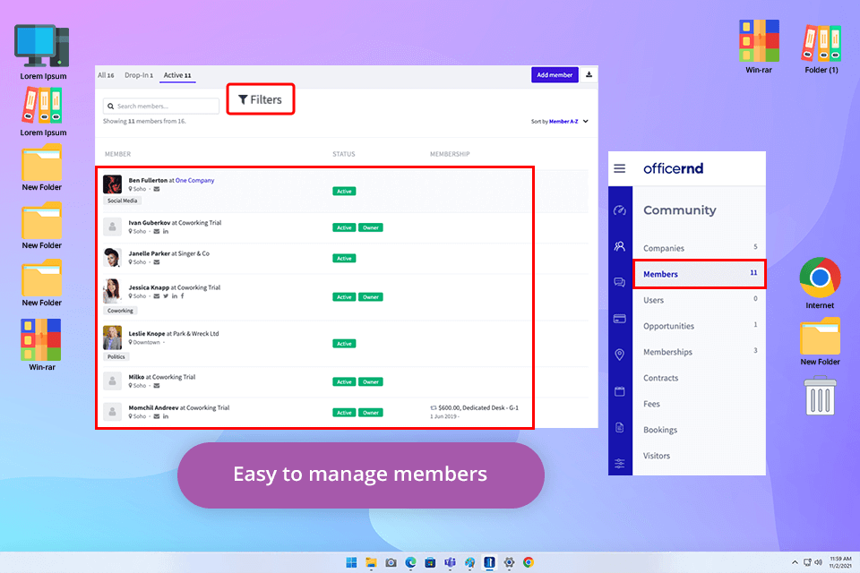office rnd coworking software