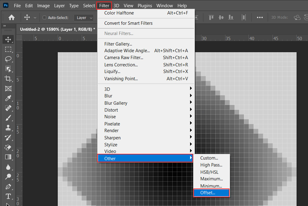 offset filter for halftone pattern in photoshop