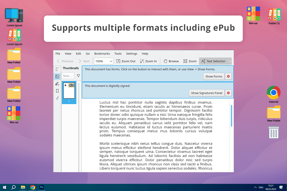 okular free pdf reader interface