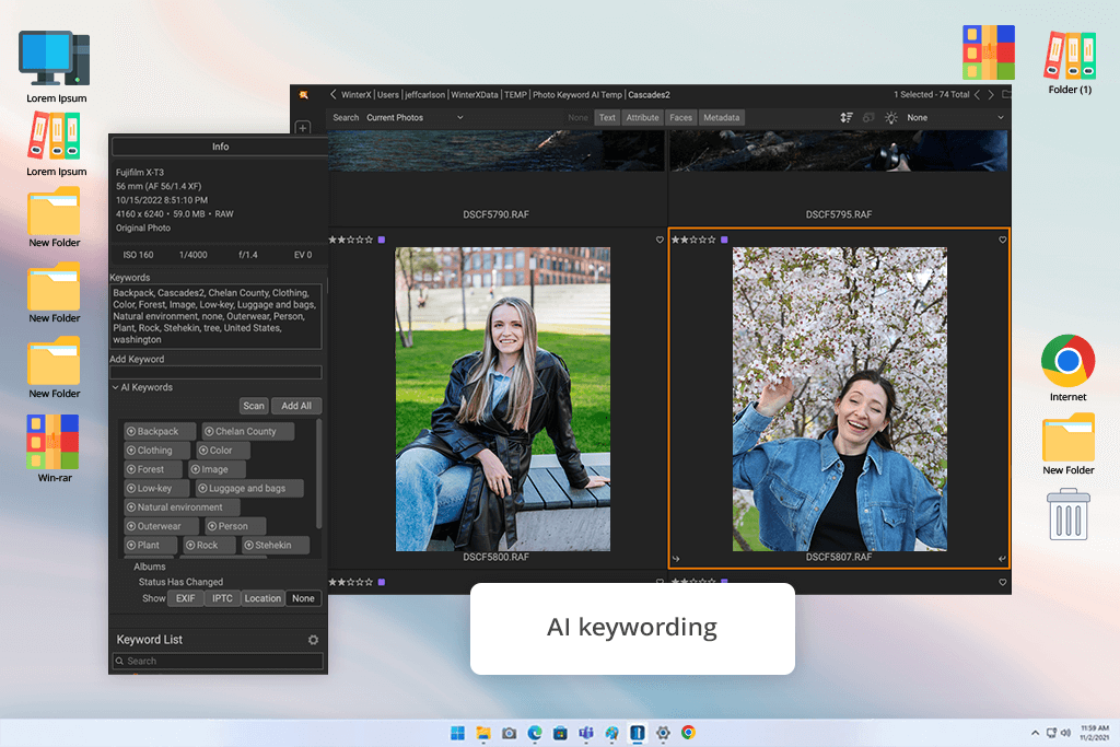 on1 photo raw photo organizing software interface