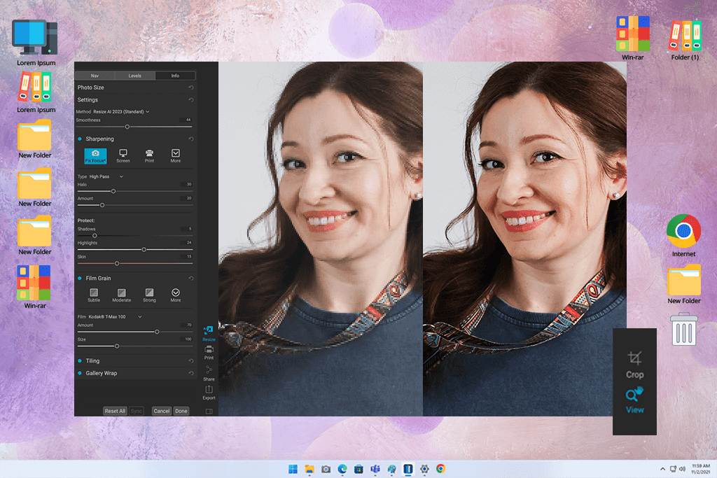 on1 resize photo enlargement software