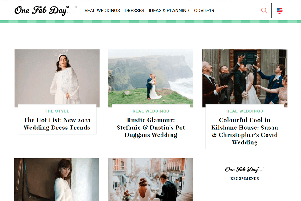 one fab day wedding blog interface