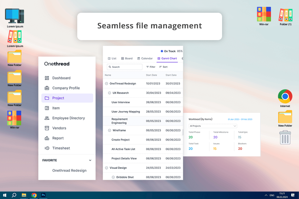 onethread project management software for video production interface