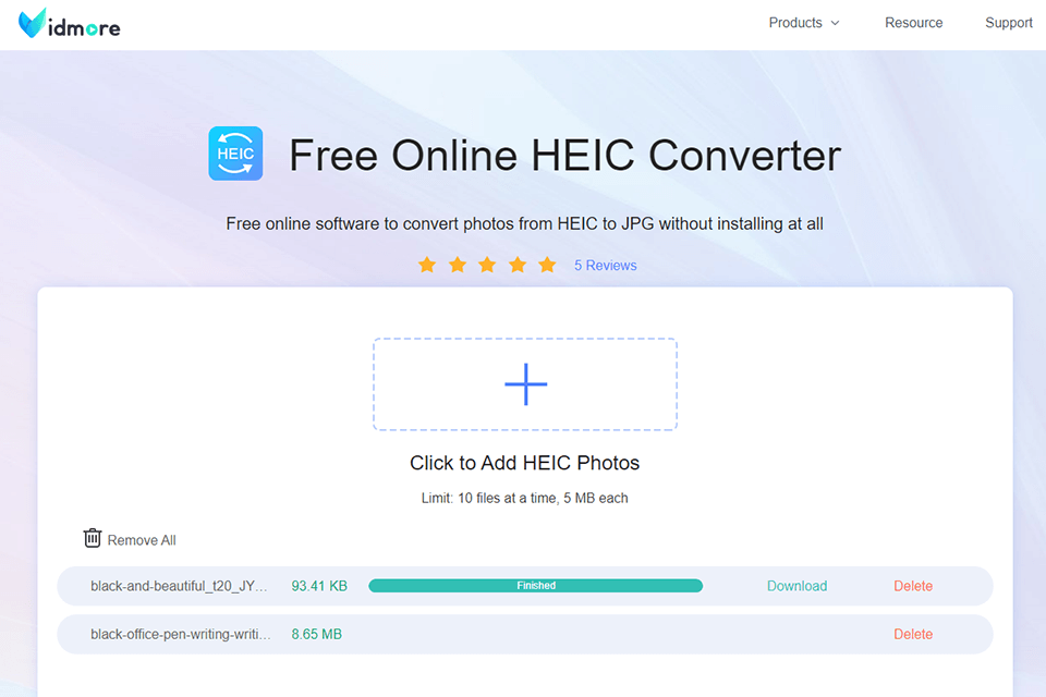online heic converter software interface