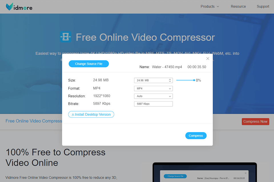 online video compressor vidmore software interface