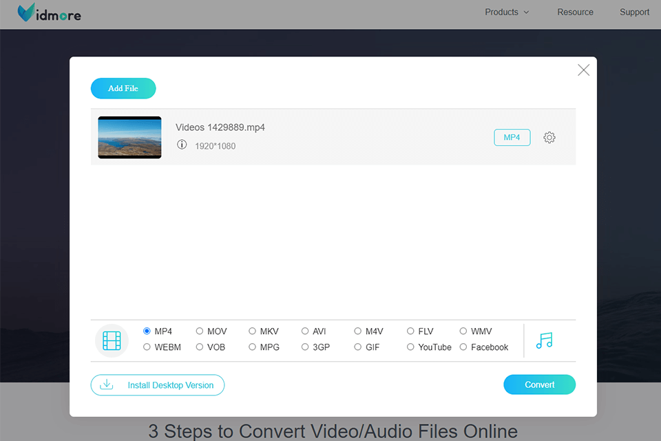 online video converter vidmore software interface