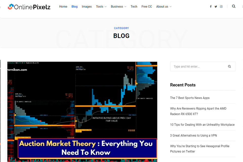 onlinepixelz business blog interface