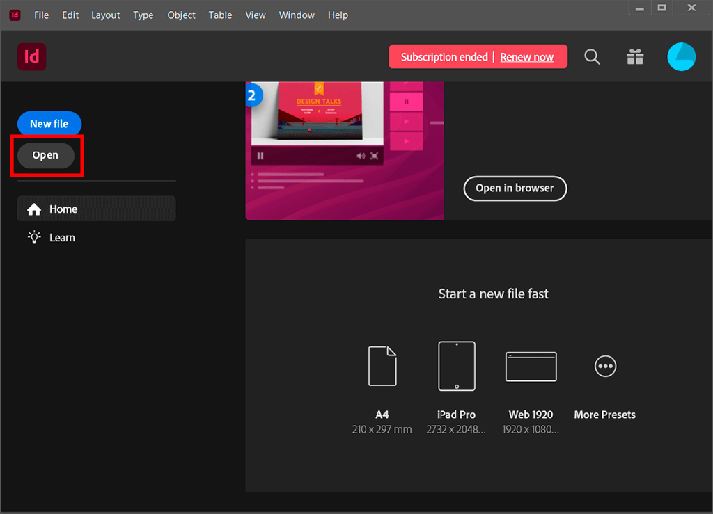 open file to crop a photo in indesign