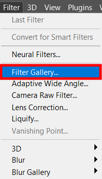 open filter gallery to make embossed effect in photoshop