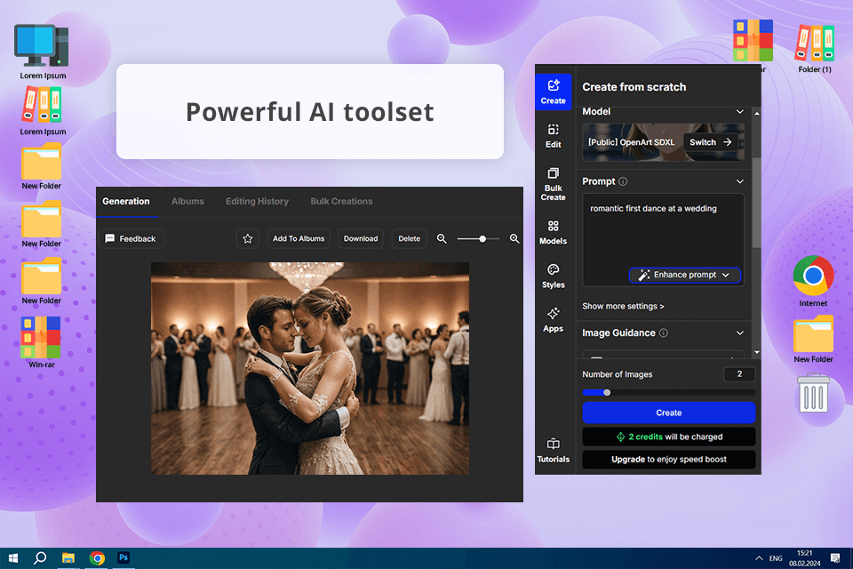 openart ai wedding photo generator interface