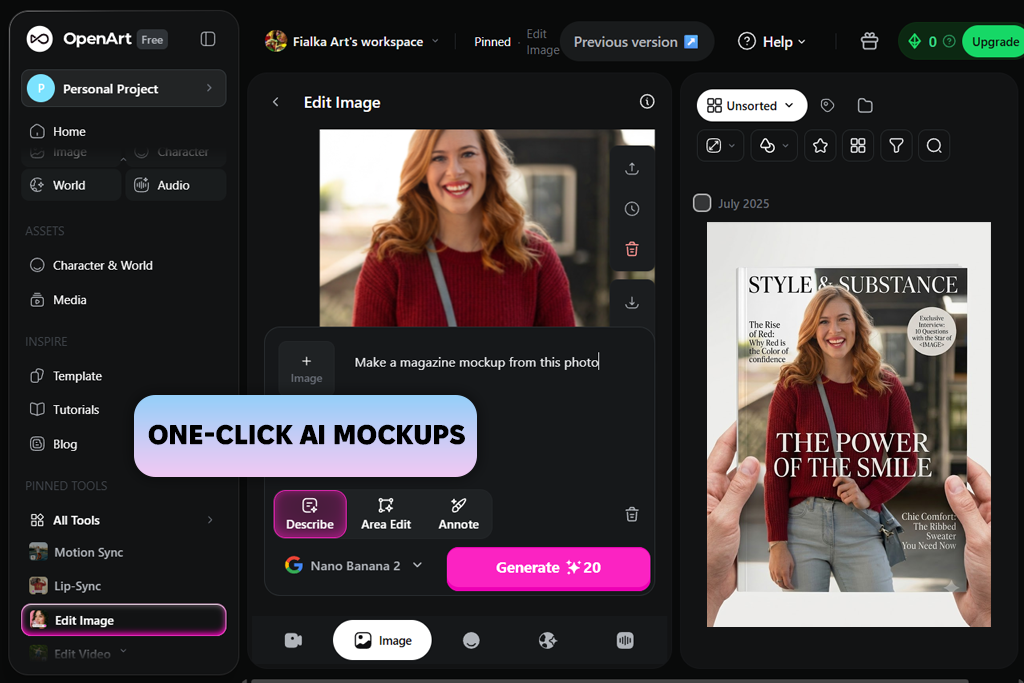 openart magazine mockup generator