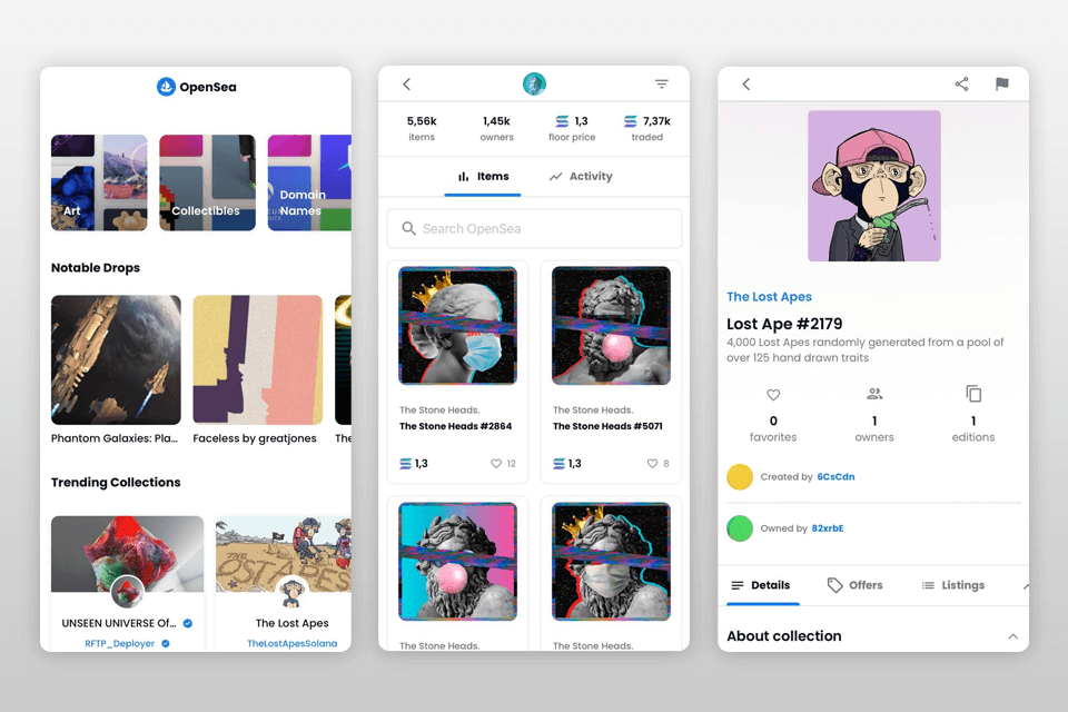 opensea nft app interface